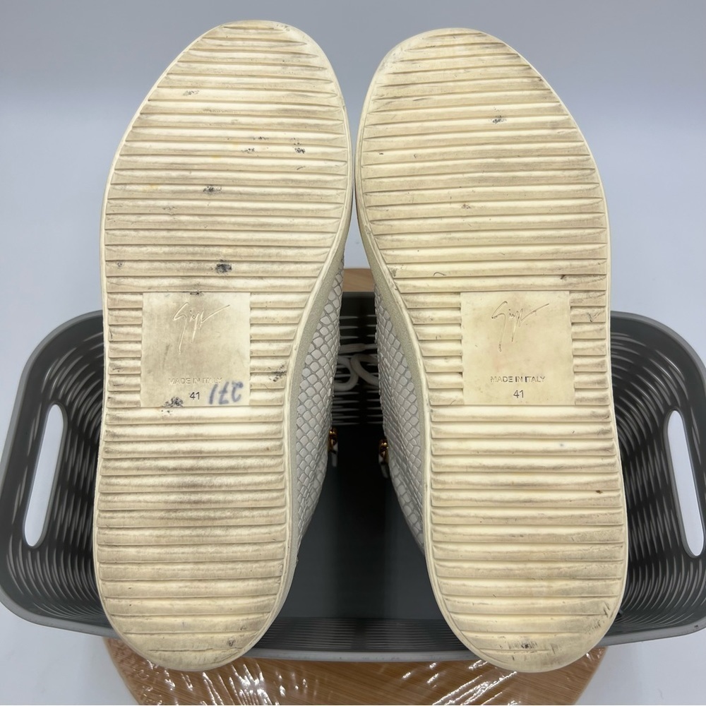 Giuseppe Zanotti Snakeskin White High Top Sneakers Size 42 - Picture 15 of 15